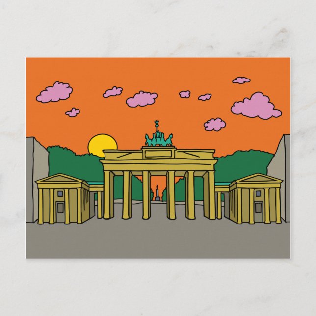 Sonnenuntergang am Brandenburger Tor in Berlin Postkarte (Vorderseite)