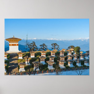 Sonnenuntergang am Dochula-Pass - Bhutan, Himalaja Poster
