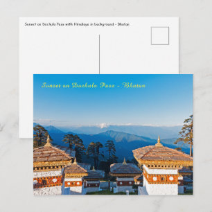 Sonnenuntergang am Dochula-Pass - Bhutan, Himalaya Postkarte