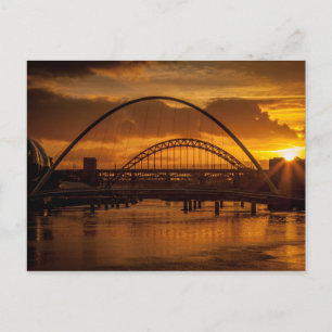 Sonnenuntergang am Fluss Tyne Postkarte