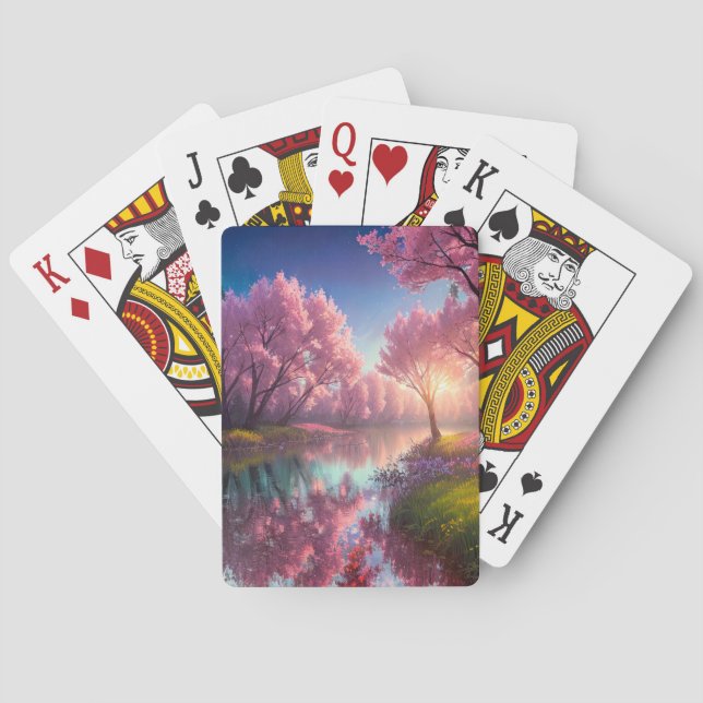 Sonnenuntergang am Friedlichen Fluss Spielkarten (Rückseite)