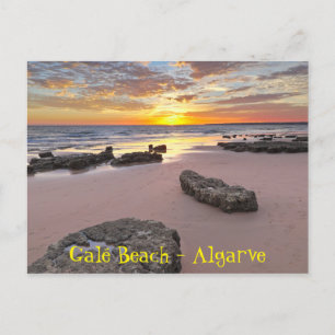 Sonnenuntergang am Gale Beach in Albufeira, Algarv Postkarte