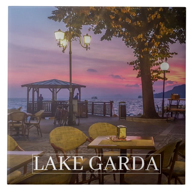 Sonnenuntergang am Gardasee Keramik Fliesen (Vorderseite)