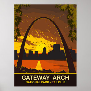 Sonnenuntergang am Gateway Arch, St Louis, Reise Poster