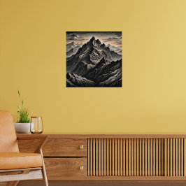 Sonnenuntergang am Gebirge Poster