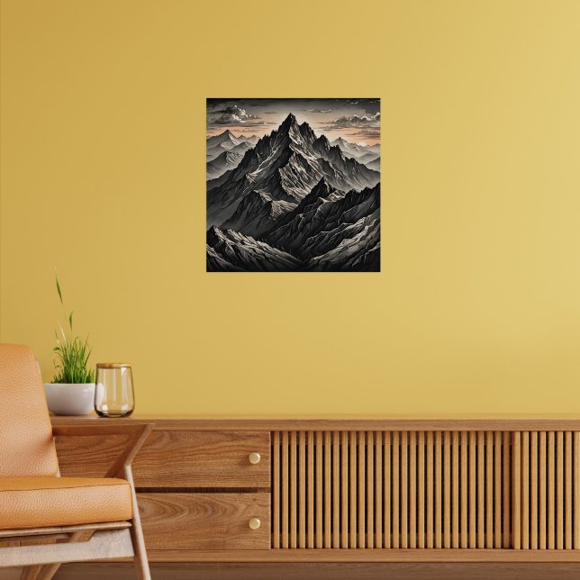 Sonnenuntergang am Gebirge Poster (Wohnzimmer 2)