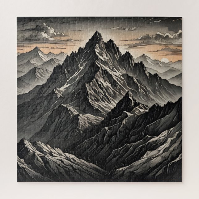 Sonnenuntergang am Gebirge Puzzle (Vertikal)