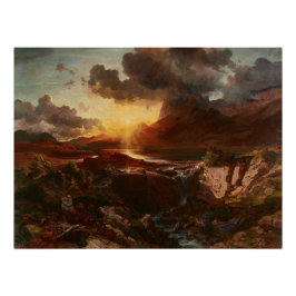 Sonnenuntergang am Hintersee in Berchtesgaden Poster