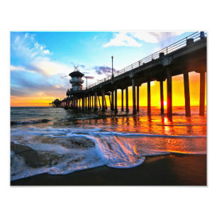 Sonnenuntergang am Huntington Beach Pier Fotodruck