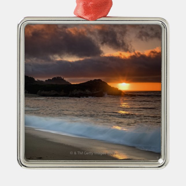 Sonnenuntergang am Kloster-Strand, Carmel, Silbernes Ornament (Vorne)