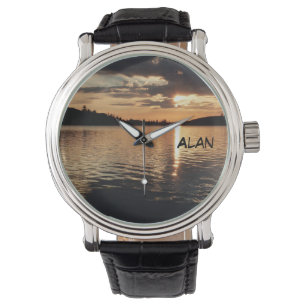 Sonnenuntergang am Lake Wrist Watch Armbanduhr