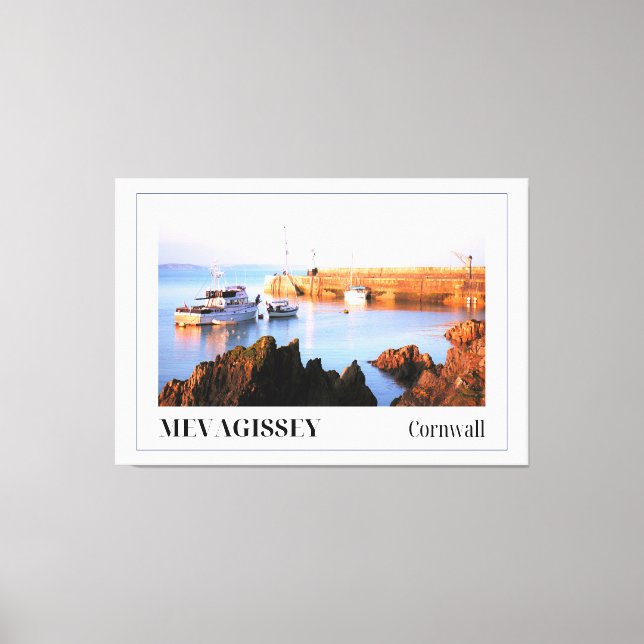 Sonnenuntergang am Mevagissey Harbour, Cornwall Leinwanddruck (Vorderseite)