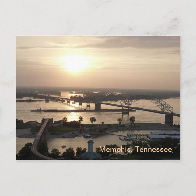 Sonnenuntergang am Mississippi Postkarte (Vorderseite)