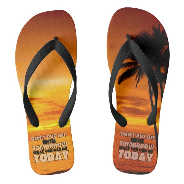 Sonnenuntergang am Palmenstrand | motivierend Satz Flip Flops (Fußbett)