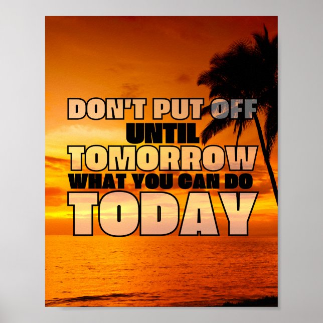 Sonnenuntergang am Palmenstrand | motivierend Satz Poster (Vorne)