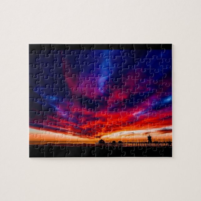 Sonnenuntergang am Pier, Huntington Beach, CA Puzzle (Horizontal)