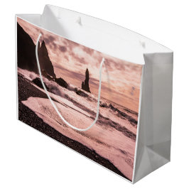 Sonnenuntergang am schwarzen Sandstrand Reynisfjar Große Geschenktüte