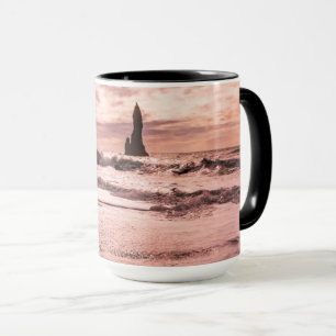 Sonnenuntergang am schwarzen Sandstrand Reynisfjar Tasse