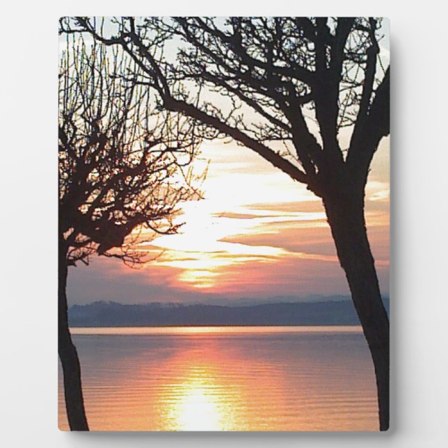 Sonnenuntergang am See Fotoplatte (Vorderseite)