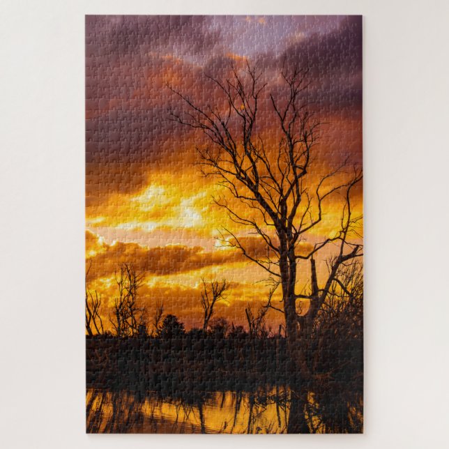 Sonnenuntergang am See Puzzle (Vertikal)