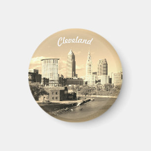Sonnenuntergang am Sepia-Fluss Cleveland  Magnet