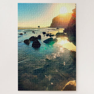 Sonnenuntergang am späten Nachmittag Surfer am Str Puzzle
