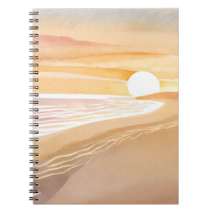 Sonnenuntergang am Strand Aquarell Schönes Gelb Notizblock
