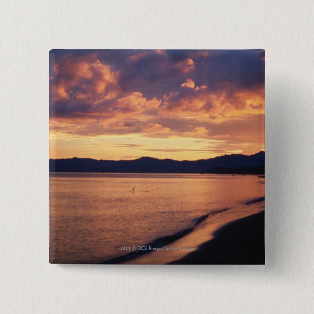 Sonnenuntergang am Strand Button (Vorderseite)
