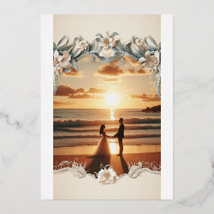 Sonnenuntergang am Strand Einladung zur Hochzeit