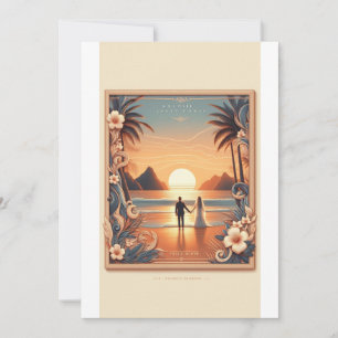 Sonnenuntergang am Strand Einladung zur Hochzeit  