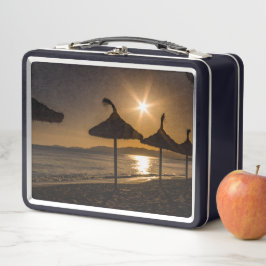 Sonnenuntergang am Strand, Mallorca, Spanien Metall Brotdose