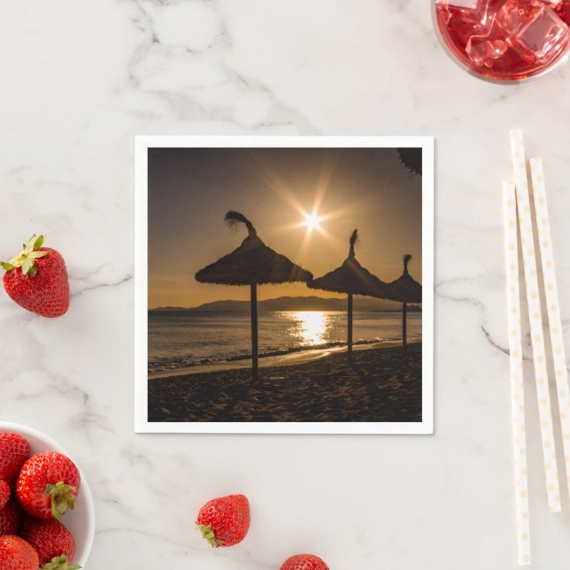 Sonnenuntergang am Strand, Mallorca, Spanien Serviette (Beispiel)