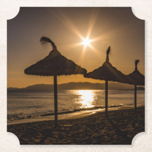 Sonnenuntergang am Strand, Mallorca, Spanien Untersetzer