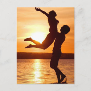 Sonnenuntergang am Strand mit mehrfacher Liebe Postkarte