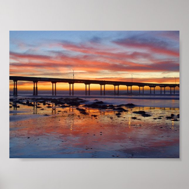 Sonnenuntergang am Strand Poster (Vorne)