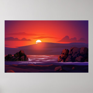 Sonnenuntergang am Strand Poster