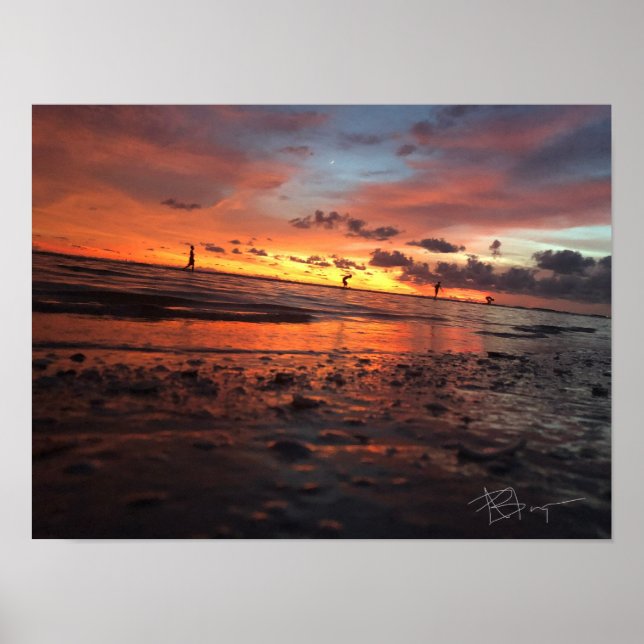 Sonnenuntergang am Strand Poster (Vorne)