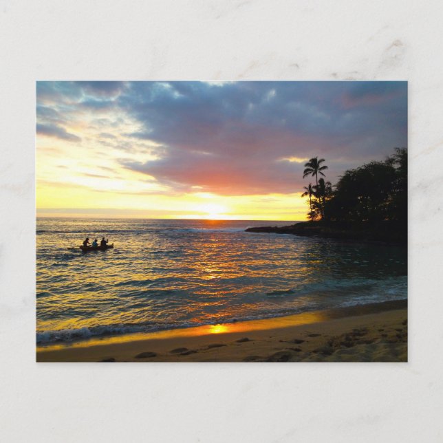 Sonnenuntergang am Strand Postkarte (Vorderseite)