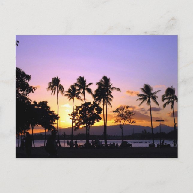 Sonnenuntergang am Strand Postkarte (Vorderseite)