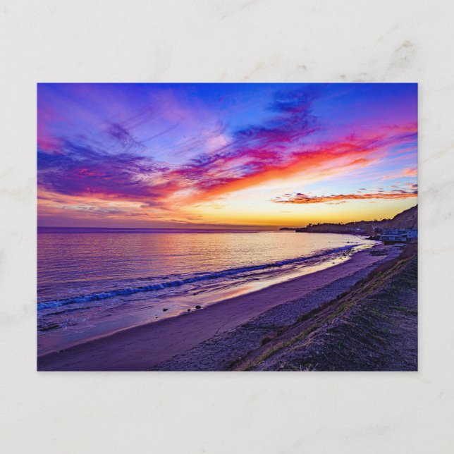 Sonnenuntergang am Strand Postkarte (Vorderseite)