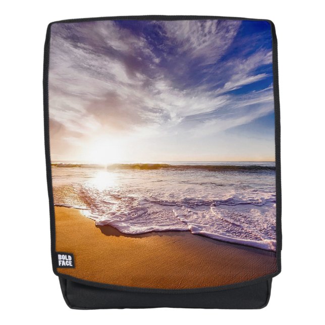 Sonnenuntergang am Strand Rucksack (Vorderseite)