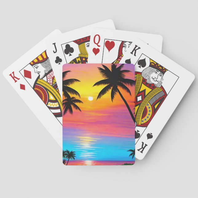 Sonnenuntergang am Strand Spielkarten (Rückseite)