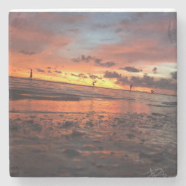 Sonnenuntergang am Strand Steinuntersetzer