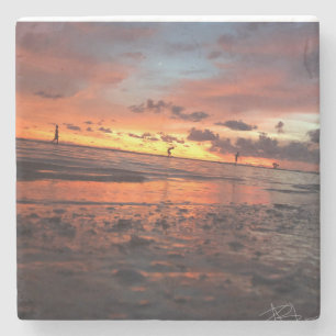Sonnenuntergang am Strand Steinuntersetzer
