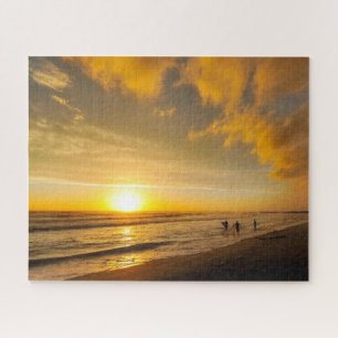 Sonnenuntergang am Strand Surfer Puzzle