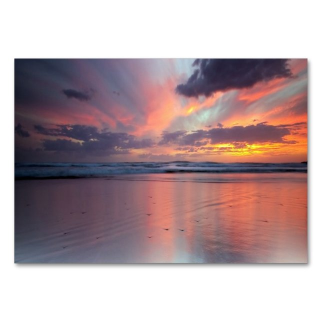 Sonnenuntergang am Strand Tischnummer (Vorderseite)