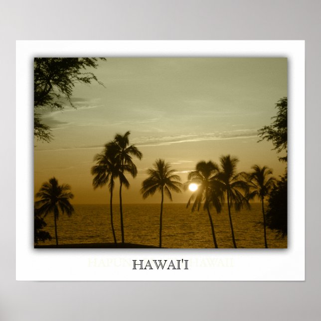 Sonnenuntergang am Strand von Hapuna, Hawaii Poster (Vorne)