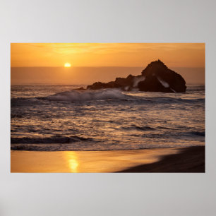 Sonnenuntergang am Strand von Pfeiffer Poster