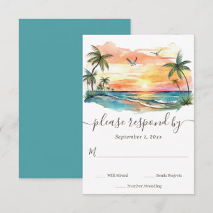 Sonnenuntergang am tropischen Strand RSVP Karte