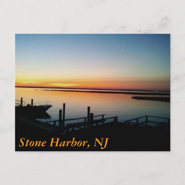 Sonnenuntergang am Ufer, Stone Harbour, NJ Postkarte (Vorderseite)